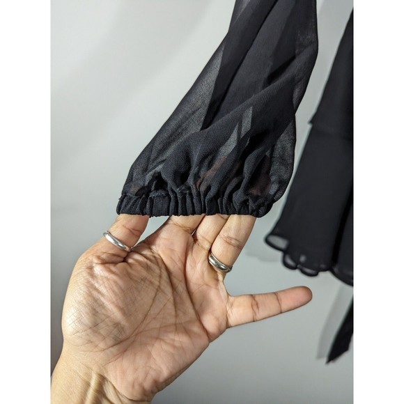 EUC Majorelle Black Plunge Neck Long Sleeve Mini‎ A-Line Dress Size XS - Picture 4 of 7